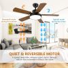 Simple Deluxe 44-inch Ceiling Fan with LED Light and Remote Control; 6-Speed Modes; 2 Rotating Modes ; Timer