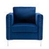 Modern Velvet Armchair Tufted Button Accent Chair Club Chair with Steel Legs for Living Room Bedroom