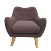 Microfibres fabric upholstered child accent armchair with wooden legs; kids sofa